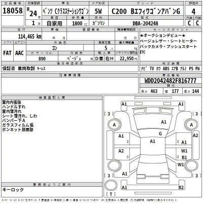 Mercedes-Benz C CLASS WAGON  с аукциона в Японии
