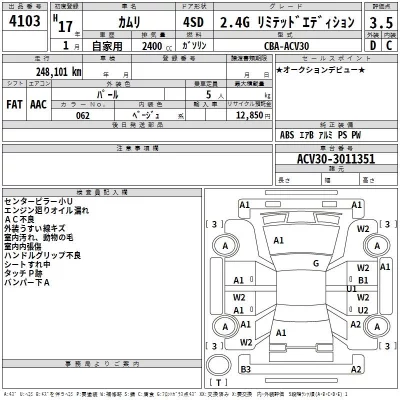Toyota CAMRY  с аукциона в Японии