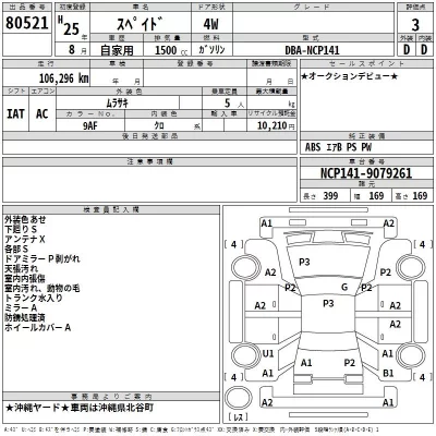 Toyota SPADE  с аукциона в Японии