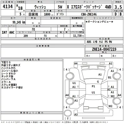 Toyota WISH  с аукциона в Японии