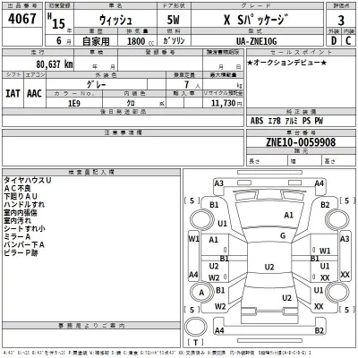 Toyota WISH  с аукциона в Японии