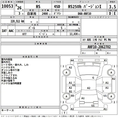 Lexus HS  с аукциона в Японии