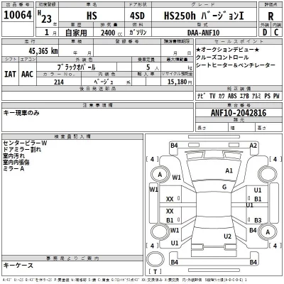 Lexus HS  с аукциона в Японии