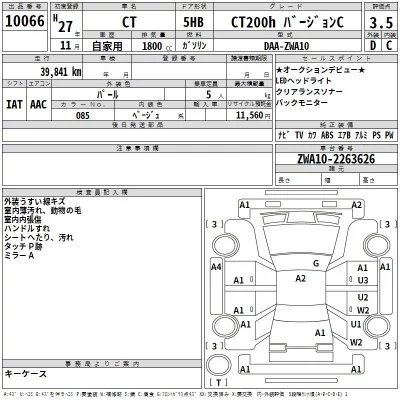 Lexus CT  с аукциона в Японии