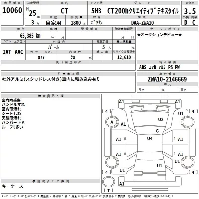 Lexus CT  с аукциона в Японии
