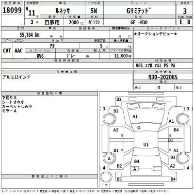 Nissan RNESSA  с аукциона в Японии