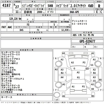 Subaru IMPREZA  с аукциона в Японии