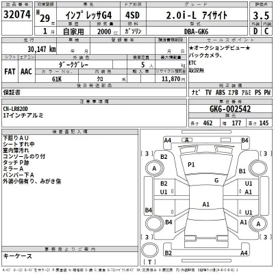 Subaru IMPREZA G4  с аукциона в Японии