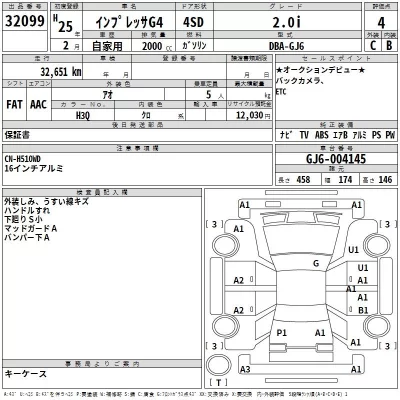 Subaru IMPREZA G4  с аукциона в Японии