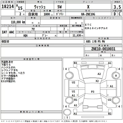 Toyota WISH  с аукциона в Японии