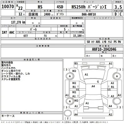 Lexus HS  с аукциона в Японии