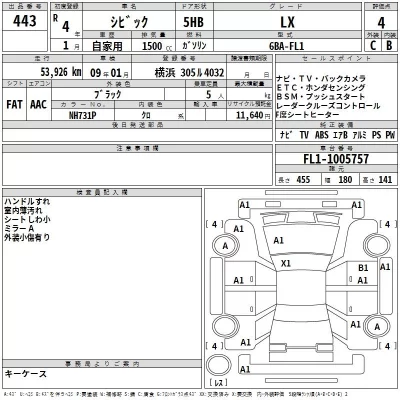 Honda CIVIC  с аукциона в Японии