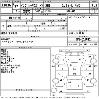 Subaru IMPREZA  с аукциона в Японии