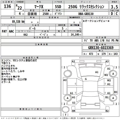 Toyota MARK X  с аукциона в Японии