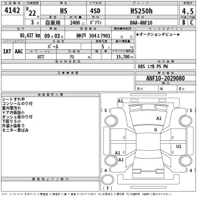 Lexus HS  с аукциона в Японии