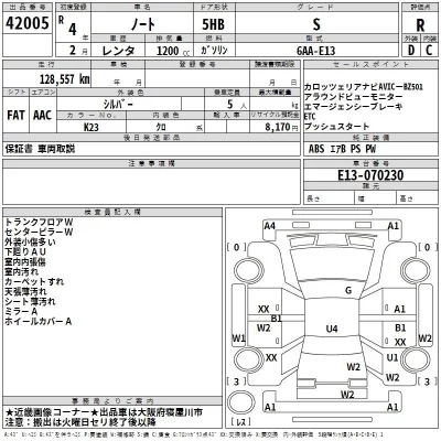 Nissan NOTE  с аукциона в Японии
