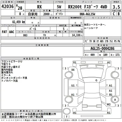 Lexus RX  с аукциона в Японии