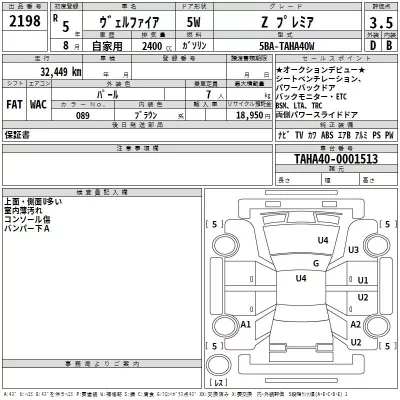 Toyota VELLFIRE  с аукциона в Японии