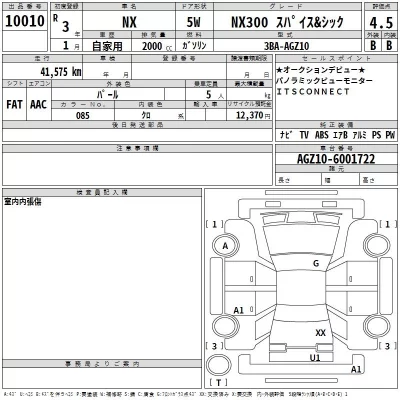 Lexus NX  с аукциона в Японии