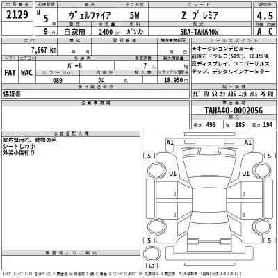 Toyota VELLFIRE  с аукциона в Японии