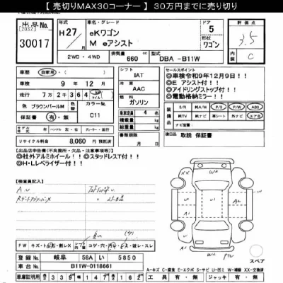Mitsubishi EK WAGON  с аукциона в Японии
