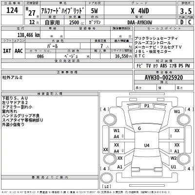 Toyota ALPHARD  с аукциона в Японии