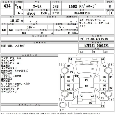 Toyota AURIS  с аукциона в Японии