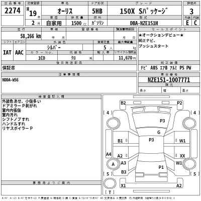 Toyota AURIS  с аукциона в Японии