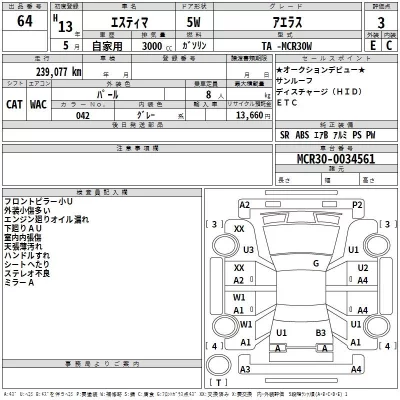 Toyota ESTIMA  с аукциона в Японии