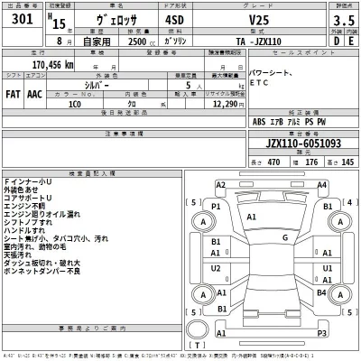 Toyota VEROSSA  с аукциона в Японии