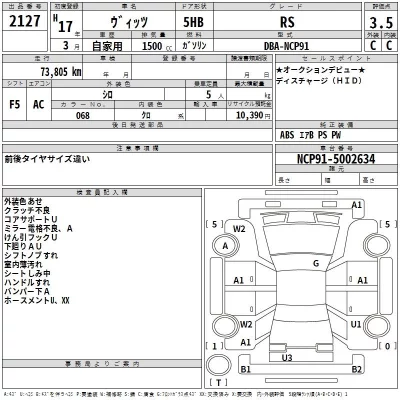 Toyota VITZ  с аукциона в Японии