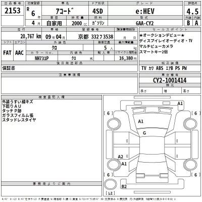 Honda ACCORD  с аукциона в Японии