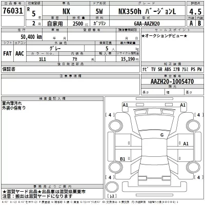 Lexus NX  с аукциона в Японии