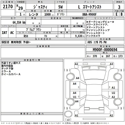 Subaru JUSTY  с аукциона в Японии