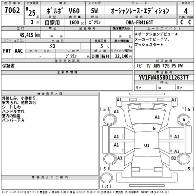 Volvo V60  с аукциона в Японии