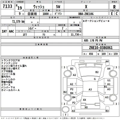Toyota WISH  с аукциона в Японии