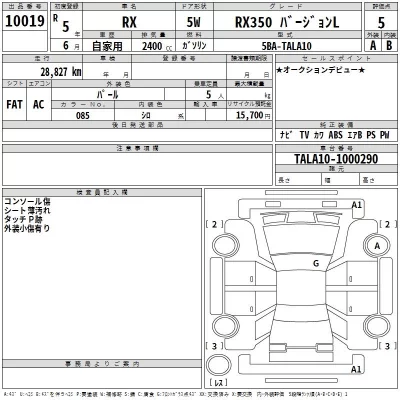 Lexus RX  с аукциона в Японии