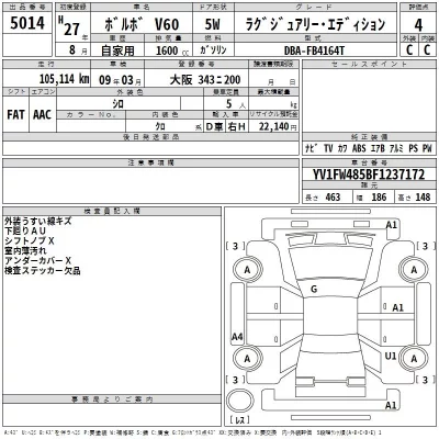 Volvo V60  с аукциона в Японии