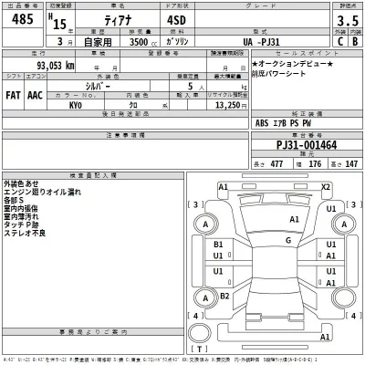 Nissan TEANA  с аукциона в Японии