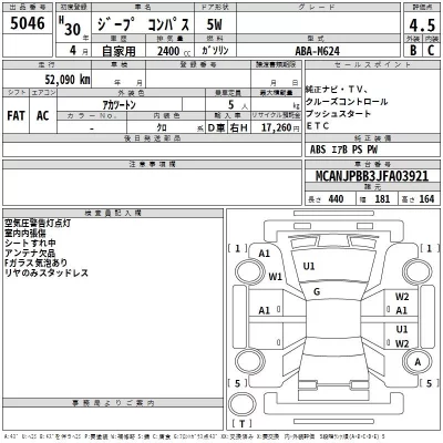 Chrysler JEEP COMPASS  с аукциона в Японии