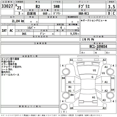 Subaru R2  с аукциона в Японии