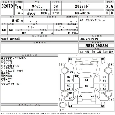 Toyota WISH  с аукциона в Японии