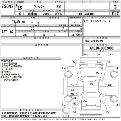 Toyota WISH  с аукциона в Японии