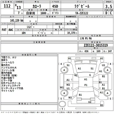 Toyota COROLLA  с аукциона в Японии