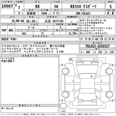 Lexus RX  с аукциона в Японии