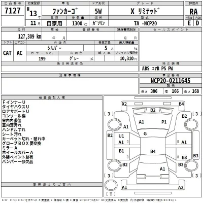 Toyota FUNCARGO  с аукциона в Японии