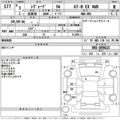 Subaru LEVORG  с аукциона в Японии