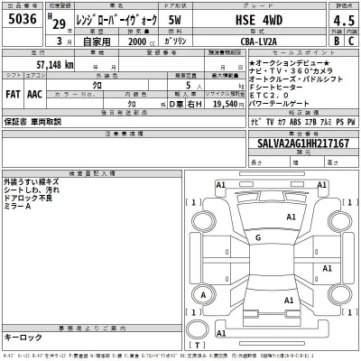 Rover RANGE ROVER  с аукциона в Японии