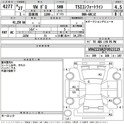 Volkswagen POLO  с аукциона в Японии