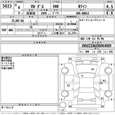 Volkswagen POLO  с аукциона в Японии
